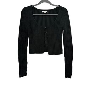 American Eagle Black Button Up Scoop Neck Long Sleeve Cardigan Sz M N